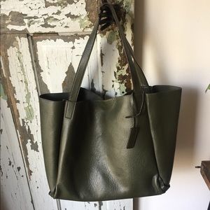 SILENCE + NOISE UO green faux leather tote